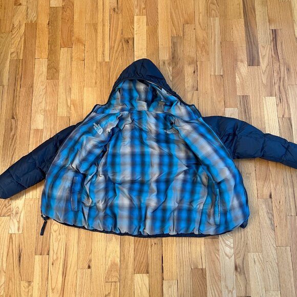 North Face Boy's Navy Blue Reversible Hooded Down Jacket Size L (12) - Picture 4 of 4